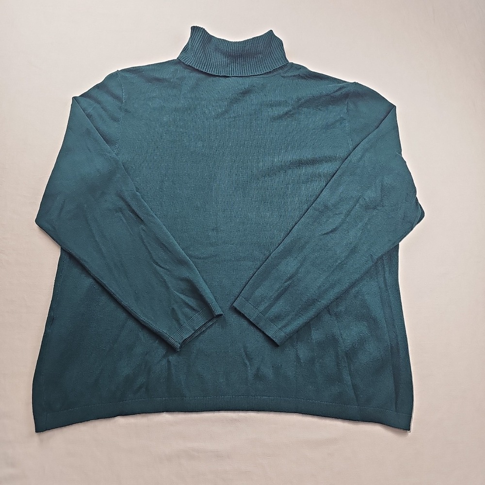 Chicos Women's Size 2 Turtleneck Sweater Pullover Top Teal Green Long Sleeve - Picture 2 of 11